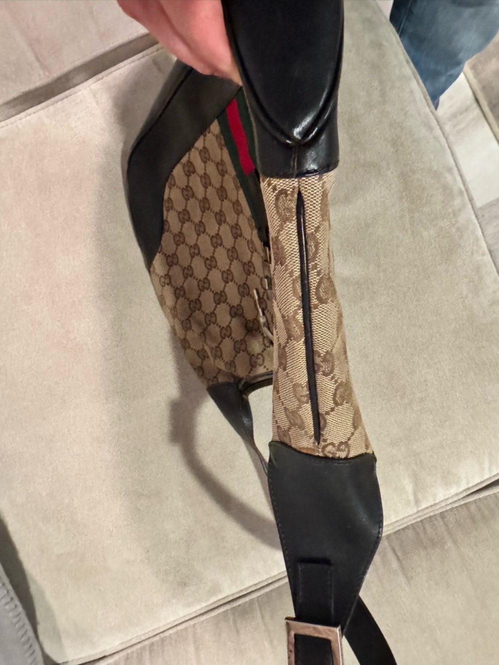Gucci Jackie Original Web Shoulder Bag Leather and GG Canvas Medium - Picture 13 of 13